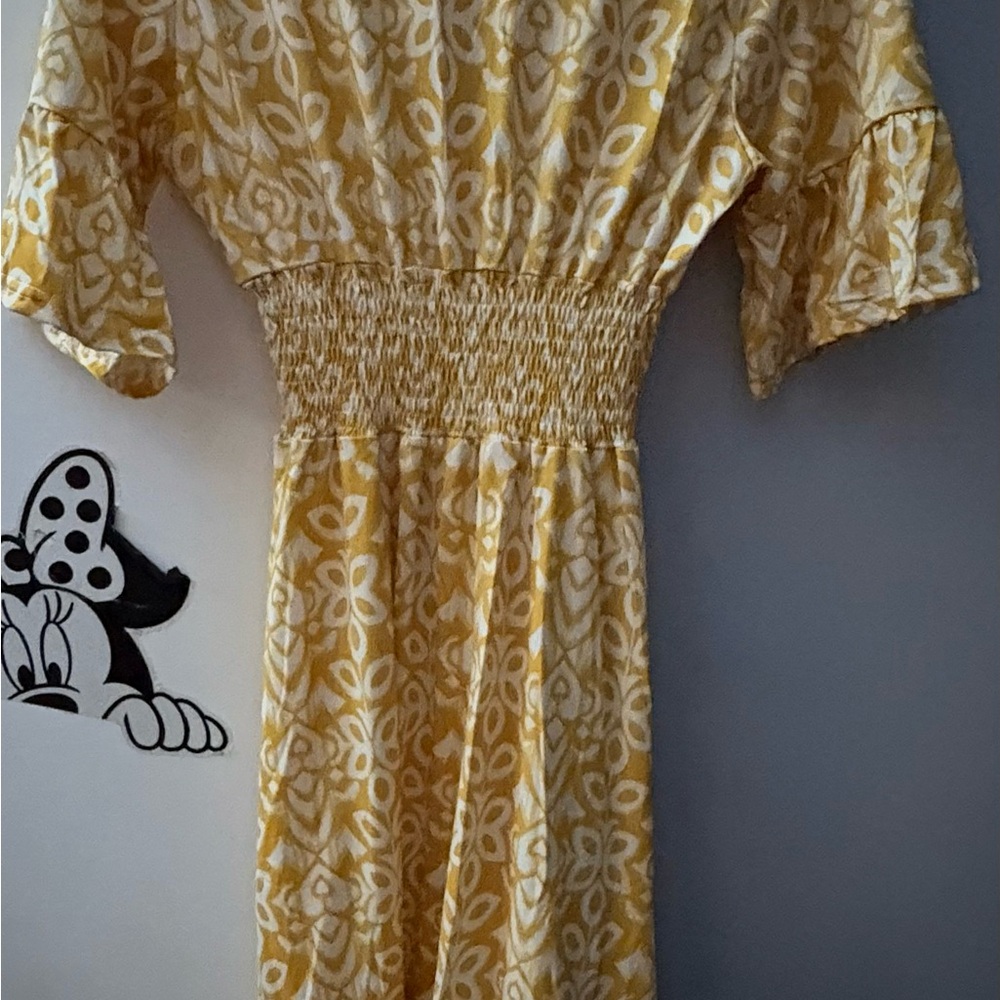 Yellow Patterned Women's Dress - Picture 2 of 3